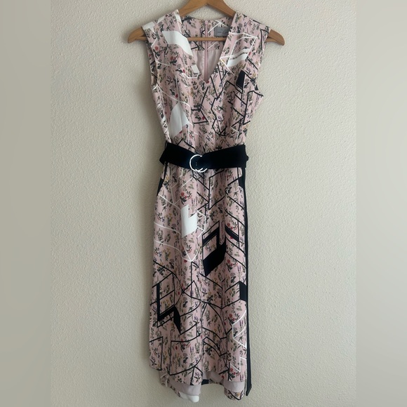 Preen by Thornton Bregazzi floral geometric print dress | medium | black & pink - Picture 2 of 10
